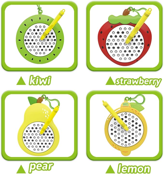 1PCS Pear Magnetic Drawing Board for Kids & Toddlers with Beads and Magnet Stylus Pen - Magnetic Travel Toy for Airplane & Car Ride Activities for Kids