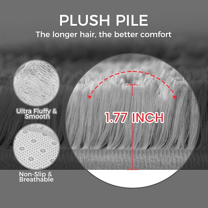 Ultra Soft Rug for Living Room, 6X9 Fluffy Shag Area Rug for Bedroom, Modern Shaggy Carpets Fuzzy Rug for Teens Dorm Nursery Home Decor Aesthetic, Upgrade Anti-Skid Durable, Tie-Dyed Light Grey