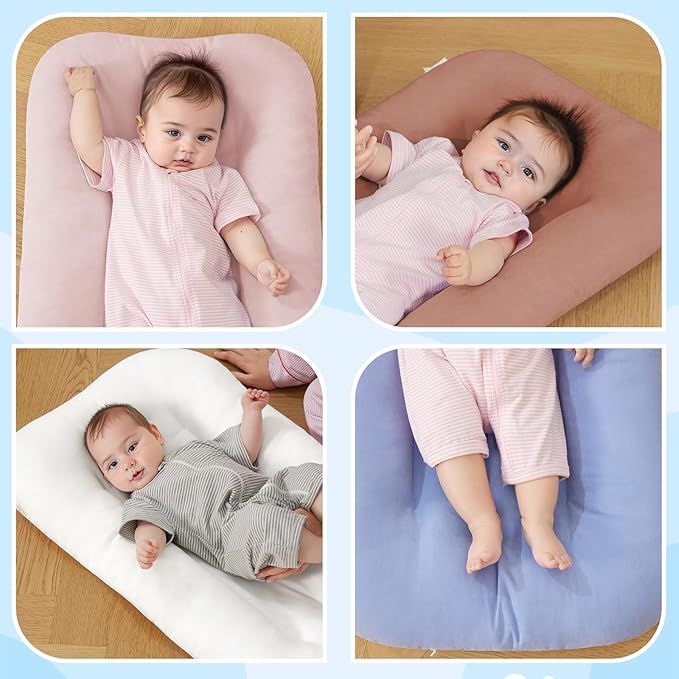 Baby Lounger for Newborn, Bionic Design Baby Lounger, Soft Organic Cotton Breathable Lounger for Infants 0-18 Months (Pink)