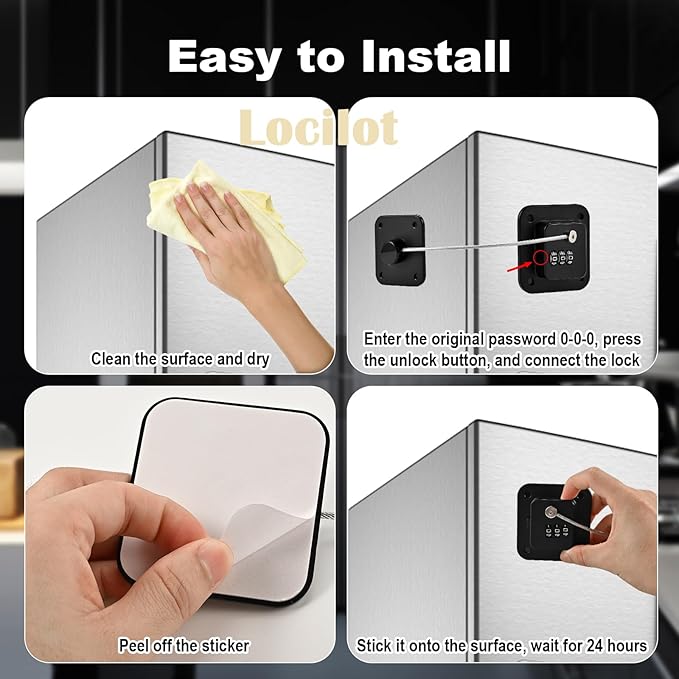 3 Pack Fridge Lock for Kids, Traceless Refrigerator Lock for Adults, Child Proof Cabinet Locks Baby Proofing, Drawer Freezer Locks for Fridge Refrigerator (Black)