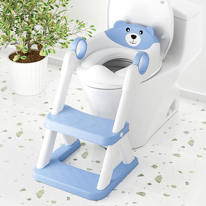 Toilet Seat, Potty Training Seat for Toddler, Upgraded 2-in-1 Potty Toilet Training for Boys and Girls,Waterproof Cushioned Mat with Non-slip Step Stool