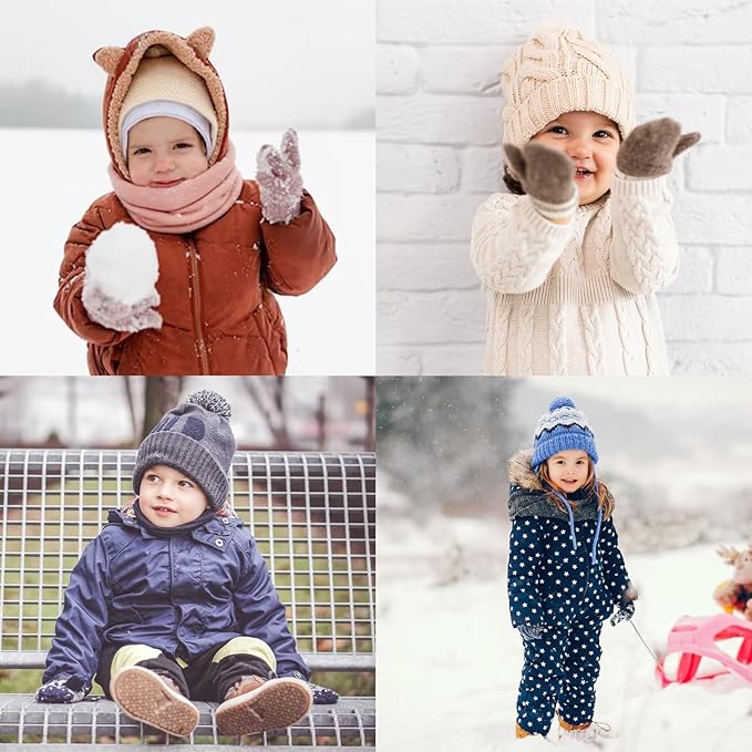 Baby Knit Mittens Toddler Boys Girls Gloves Winter Infant Newborn No Scratch Mitten 0-3 Years