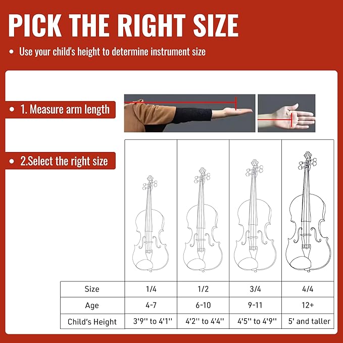 4/4 Full Size Violin for Adults - Solid Wood, Spruce Top, Maple Back, Pro Brazilwood Bow, Hard Case, Shoulder Rest, Electronic Tuner, Extra Strings & Rosin (MVA-800)