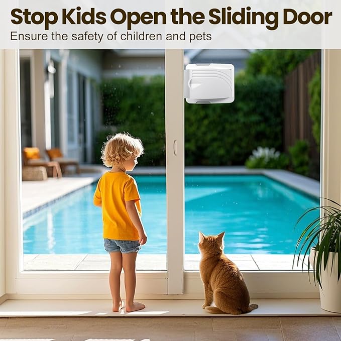 Sliding Door Lock 4 Pack, Child Safety Lock For Sliding Glass Doors, Easy To Install, Keeps Your Baby Out Of Danger, For Sliding Glass Doors, Sliding Windows, Sliding Closets, Etc (Grey)