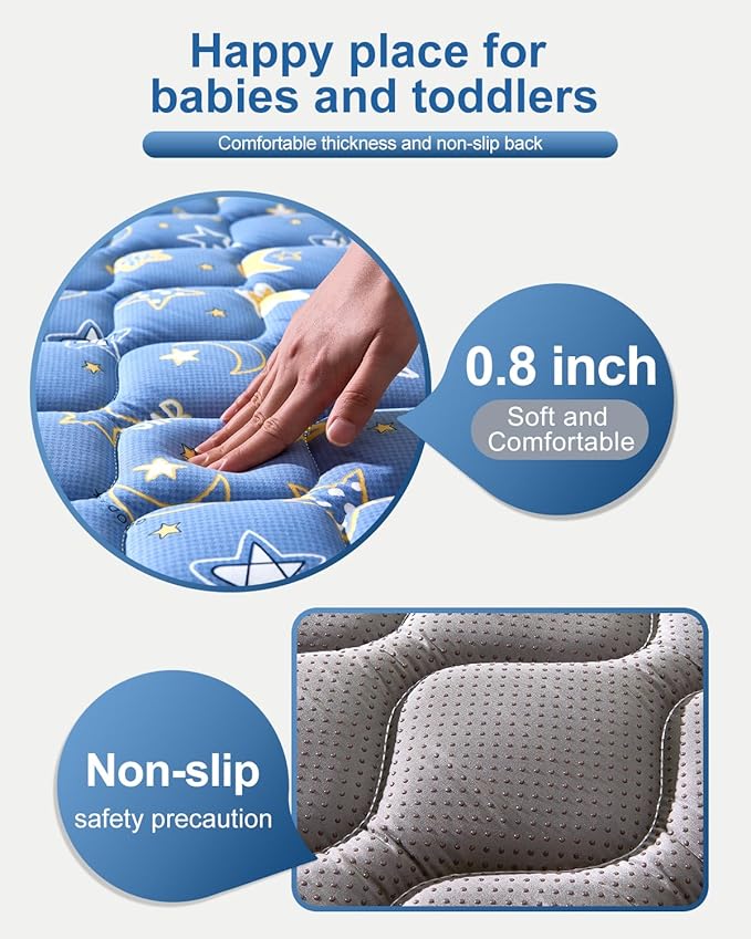 Odorless Premium Foam Baby Play Mat 79" x 59", Soft Microfiber Fabric Crawling Mat for Floor- Comfortable and Hypoallergenic, Non-Slip Cushioned Floor Playpen mat for Infants,Babies,Toddlers