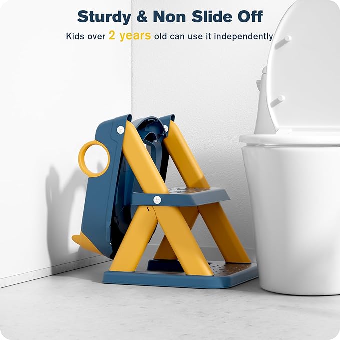 Potty Training Seat, Upgrade Toddler Toilet Seat for Kids Boys Girls, 2 in 1 Potty Training Toilet for Kids, Splash Guard Anti-Slip Pad Step Stool（Upgraded Cushion）