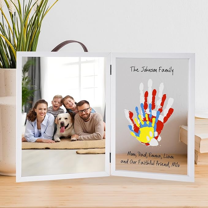 Family Handprint Kit with Picture Frame – DIY Hand Print Keepsake Gift for Parents & Kids, Handprint Craft for Family Memory Making & Home Decor (with Picture Frame)