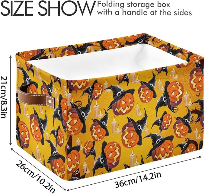 Storage Basket Bin Organizer Basket Collapsible Shelf Basket Cube with handle for Nursery Bedroom Bathroom, one sizex1, Pumpkin