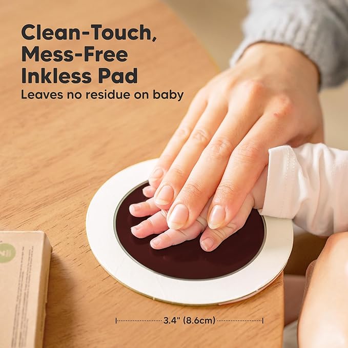 2-Pack Round Inkless Baby Hand and Footprint Kit - Mess Free Ink Pad for Newborn Keepsake, Dog Nose & Paw Print Kit, Clean Touch Ink Pad for Baby Hand & Footprints, Ideal New Mom Gifts (Auburn)