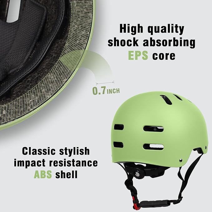 Skateboard Bike Helmet for Adults Women Men Youth Kids (2-3-5-8-14+ Years Boys Girls) - Lightweight Multi-Sport Adjustable Helmets for Bicycle Skateboard Scooter Skate Cycling