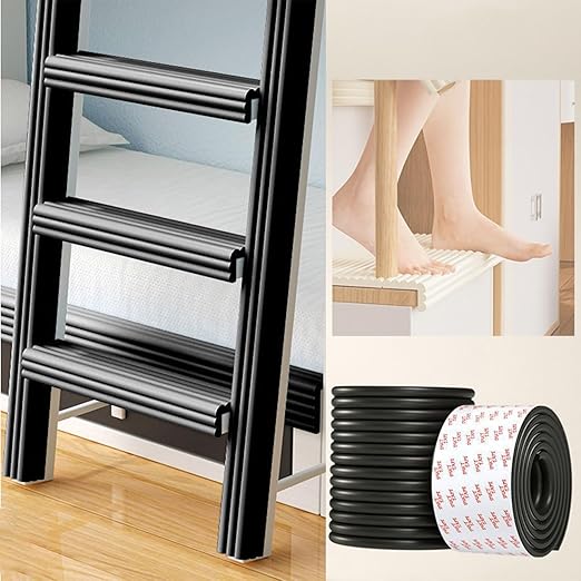 Bunk Bed Ladder Pads, Traction Treads for Stair Steps, Self-Adhesive Bunk Bed Ladder Cover Foam Padding, Soft Extra-Wide 7.87 in Edge Protector Furniture, L6.5 Ft Black