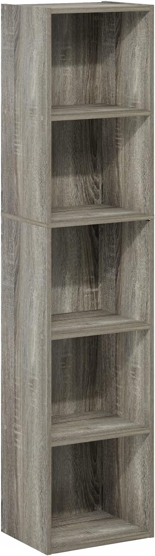 Furinno Luder Bookcase / Book / Storage, 5-Tier Cube, French Oak