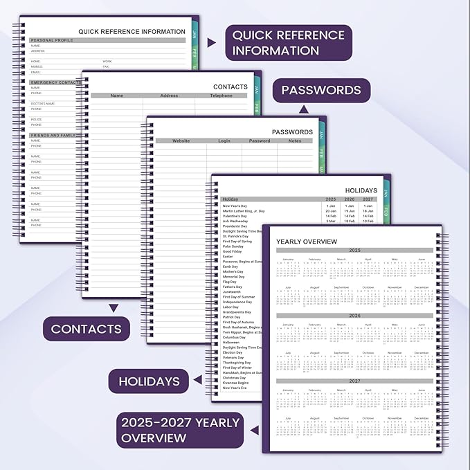 2026 Monthly Planner - JUL 2025 - DEC 2026 Planner, Planner with Colorful Tabs, 2025-2026 Calendar Planner for Daily Organizing - Waterproof Cover (8" x10", Monthly Pages & Notes, Purple)