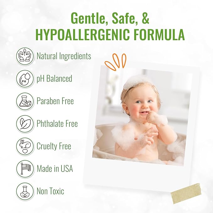 Wild Naturals Baby Eczema Shampoo & Body Wash, Gentle Eczema Body Wash for Kids with Aloe, Calendula & Manuka Honey, Tear-Free, Hypoallergenic, Natural Formula for Dry, Sensitive Skin, 8 fl oz