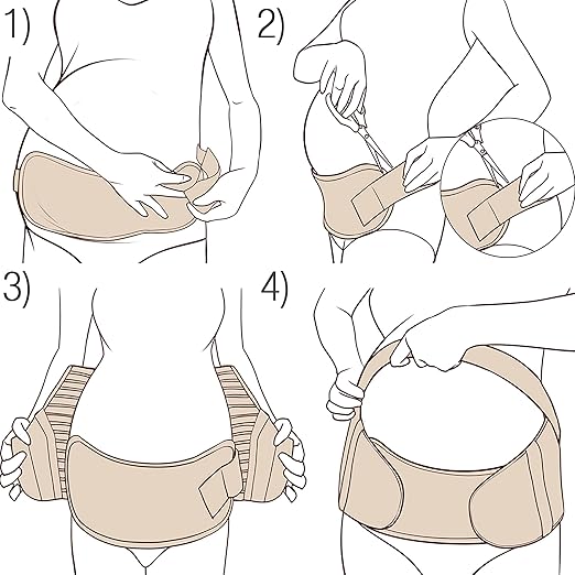 NeoTech Care Pregnancy Support Maternity Belt, Waist/Back/Abdomen Band, Belly Brace (Size M, Ivory Color)
