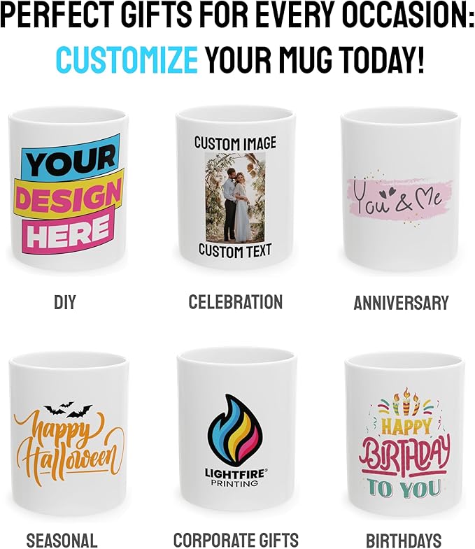 Personalized Coffee Mug – Custom Photo, Text, or Logo Ceramic Mug Tea Cup | Taza Personalizada with Picture or Message | Customized Gift Idea for Men & Women, Mom, Dad, Friends - Black/White | 11oz