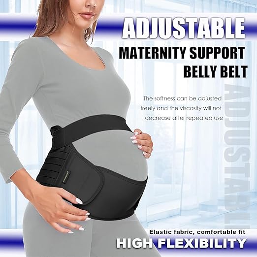 ChongErfei Maternity Belt Pregnancy Belly Band 3 in 1 Maternity Support Belt for Pregnant Back/Pelvic/Hip Pain, Maternity Band Belly Support for Pregnancy (Black, XL)
