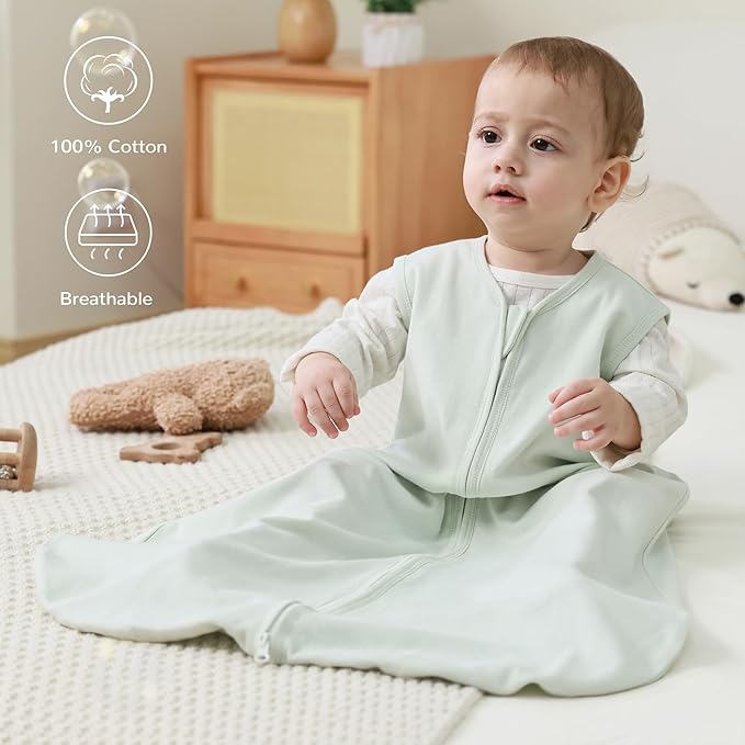 JELLYMONI Baby Sleep Sack 18-24 Months 100% Cotton Wearable Blanket, 0.5 TOG Soft Lightweight Toddler Sleeping Sack 3 Pack 2-Way Zipper Newborn Sleep Sacks