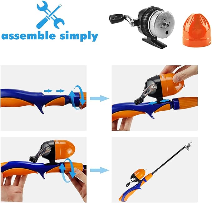 Urban Deco Kids Fishing Pole Set Portable Telescopic Kids Fishing Rod and Reel Combo Kit with Tackle Box for Beginners, Boys,Girls,Youth,Children
