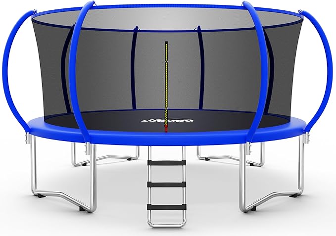 Zupapa 1500LBS Weight Capacity No-Gap Design 16 15 14 12 10FT Trampoline for Kids with Safety Enclosure Net Outdoor Backyards Trampolines with Non-Slip Ladder for Children Adults Family