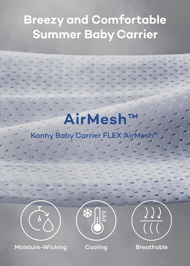 Konny Baby Carrier Flex SoftBreeze with Head Support - Adjustable, Easy to Wear Baby Wrap Sling, Perfect for Newborn Babies Essentials up to 44 lbs (M-4XL) - Mocha