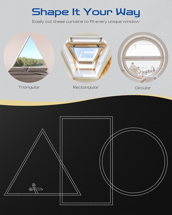 32" W x 72" L 100% Portable Blackout Curtains, Total Darkness No-Drill Black Out Window Cover,Temporary Blackout Shades with Hook & Loop Tape, for Bedroom, Nursery, Dorm, Travel (Black)