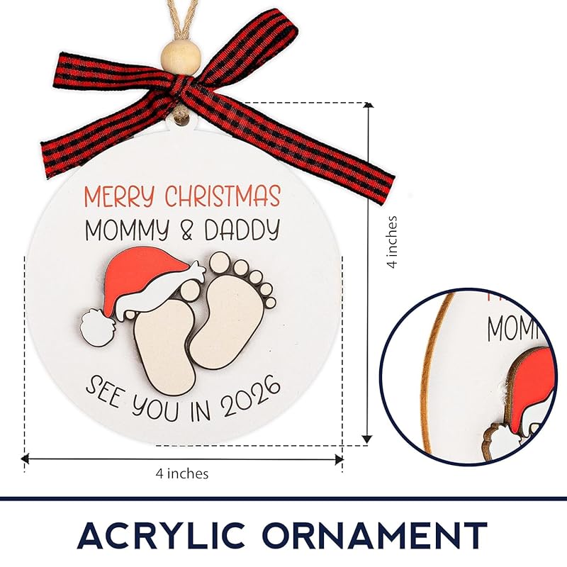 Baby First Christmas Ornament 2025, Expecting Baby Ornament 2026, New Mommy & Daddy Gift, Gifts for Expecting Parents Mom to be, New Baby Ornaments, Pregnancy Ornament for Mommy & Daddy to be