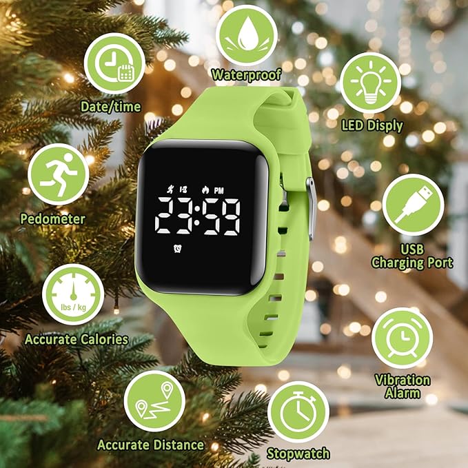 Kids Watches for Girls Boys Digital Sport Watch with Step Counter Pedometer Vibration Alarm Clock, No App Waterproof Fitness Tracker Kids Watch Boys Girls Teens Students Ages 5-16