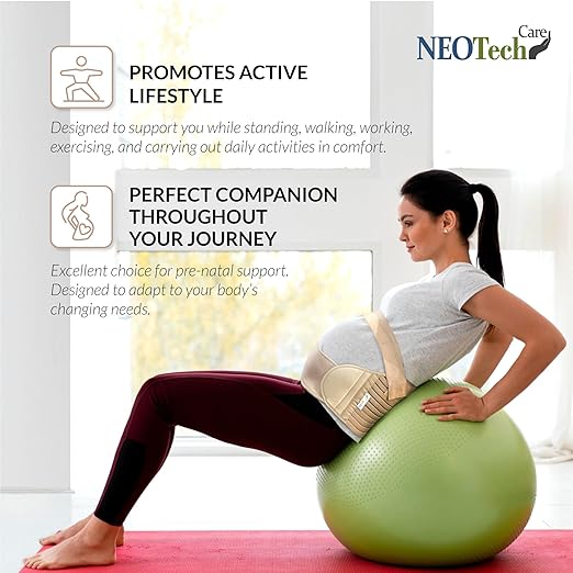 NeoTech Care Pregnancy Support Maternity Belt, Waist/Back/Abdomen Band, Belly Brace (Size XXL, Beige Color)