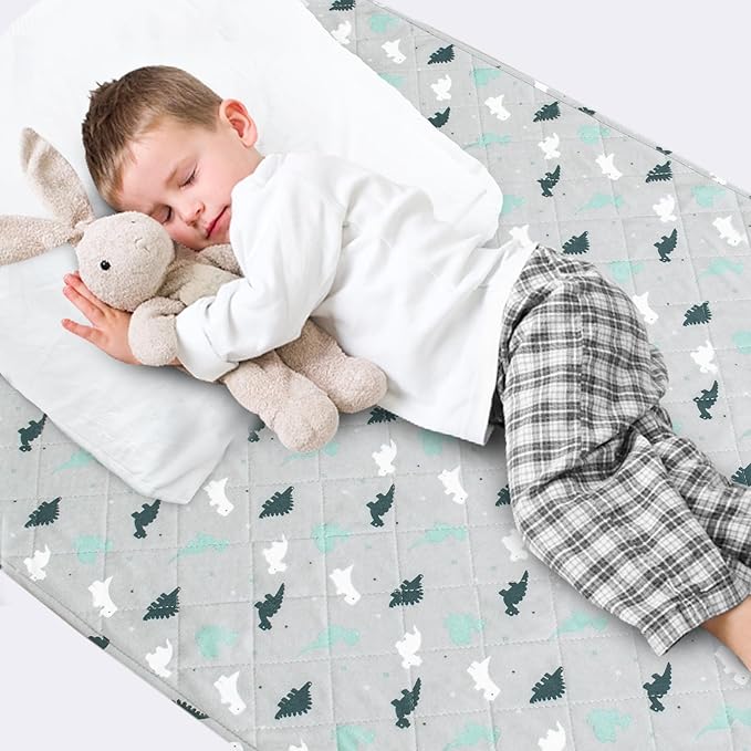 Potty Training Bed Pad - 100% Waterproof, Twin & Toddler Bed Wetting Protection, Reusable, Non Slip, Easy to Change, Washable, Grey