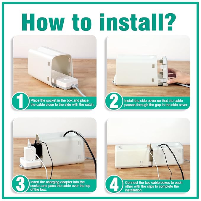 Improved Power Strip Cover Box(1 Pack) 丨Outlet Covers Baby Proofing丨Baby Safety Products丨Adjustable Length Childproof Outlet Cover丨Preventing Toddlers from Touching Sockets丨Fits Most Sockets., White