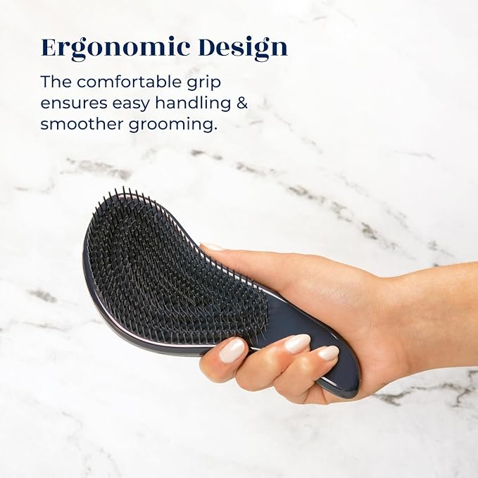 Crave Naturals Glide Thru Hair Brush - Detangler Brush for Curly, Straight, Wet or Dry Hair - Gentle Detangling Brushes for Adults, Kids, Toddlers - Hair Accessories for Women, 7.5"x3" - Blue