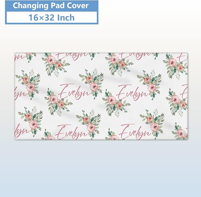 Personalized Nursery Bedding - 5 Pcs Custom Baby Crib Set with Name, Double Layer Crib Bedding for Girls, Cows and Flowers Theme
