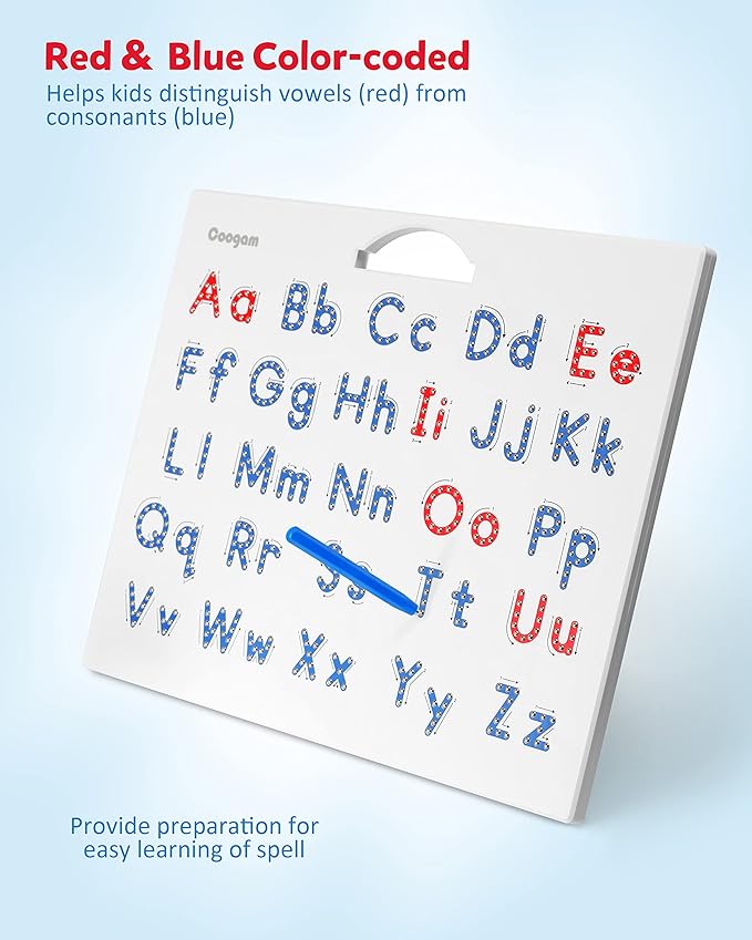 Coogam Magnetic Letters Practicing Board, Magnets Tracing ABC Alphabet Board Learning to Write Uppercase&Lowercase Educational Toy Fine Motor Montessori Gift for 3 4 5 Years Old Preschool Kids