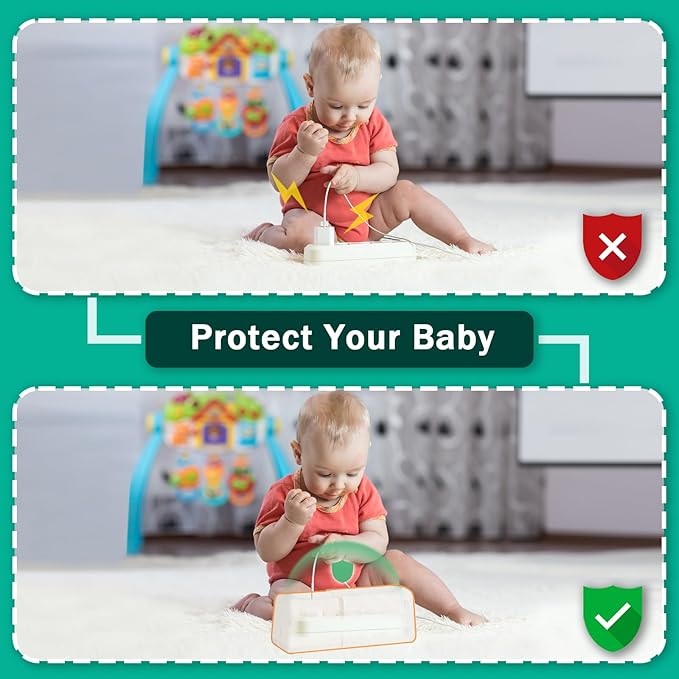 Improved Power Strip Cover Box(2 Pack) 丨Outlet Covers Baby Proofing丨Outlet Cover Box丨Adjustable Length Childproof Outlet Cover丨Preventing Toddlers from Touching Sockets丨Fits Most Sockets.