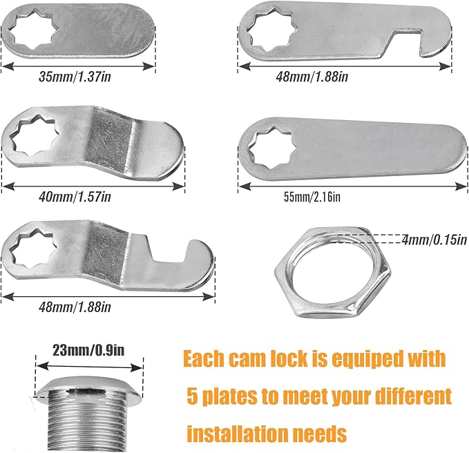 Zoofen 4 Pcs Cabinet Locks with Keys 5/8" Long Cam Locks Keyed Different Rustproof Mailbox Locks,RV Locks,Drawer Locks Fits on 3/8" Max Panel Thickness