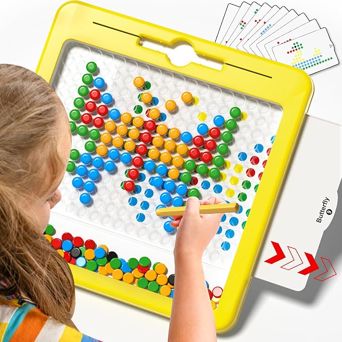 Large Magnetic Dots Board for Kids, Magnetic Drawing Board for Toddlers, Magnetic Dot Art with Magnetic Pen, Montessori Preschool Education Travel Toys for Kids Boys Girls Age 2 3 4 5 6 7 Years Old