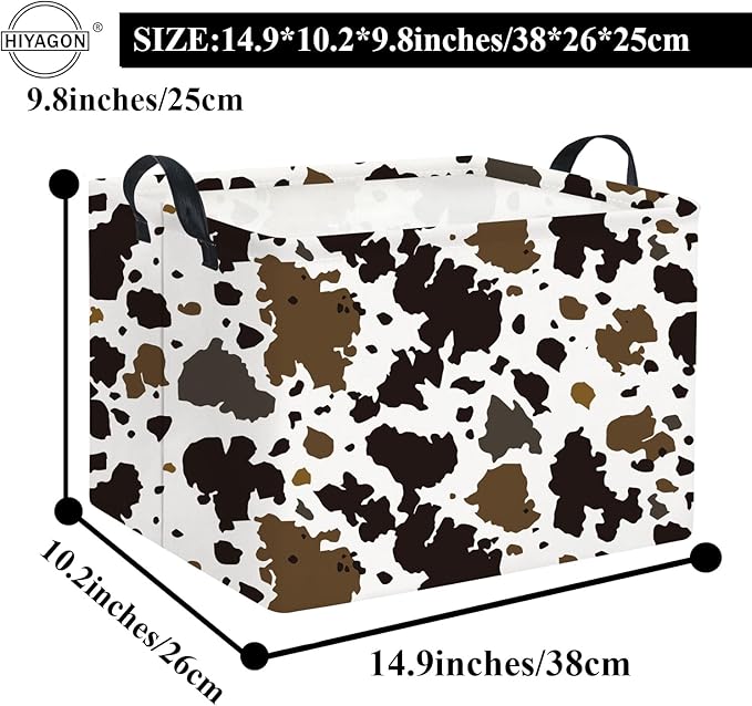 HIYAGON Rectangular Cow Basket Kids Basket Baby Storage Bin Toy Basket Organizer Box for Boys Room Decor(Cow)