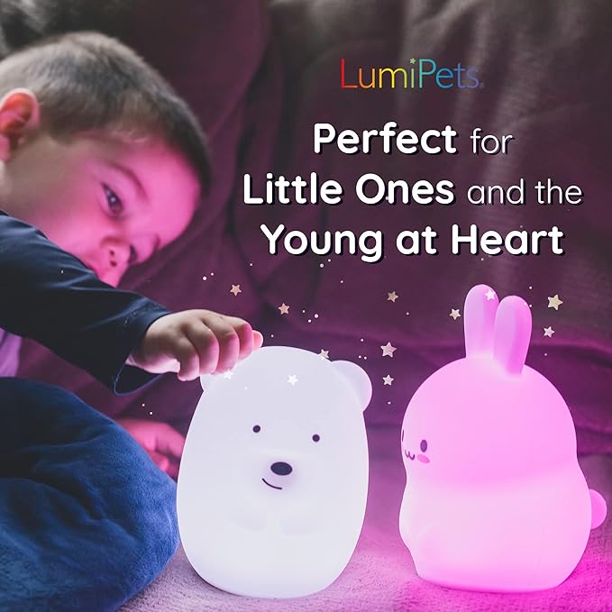 Lumipets Remote Control Silicone Night Light for Kids - Dragon Design with 9 Soft Colors & Sleep Timer - Rechargeable, Battery-Operated Lamp for Bedroom | Baby Nursery, Toddler, Girls, Boys