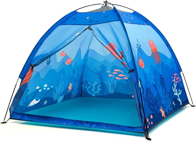 Undersea World Kids Play Tent, Kids Play Tent Foldable Pop Up Indoor Outdoor Party Undersea World Playhouse Tent Toy for Boys Girls-47 * 47 * 41 (Blue)