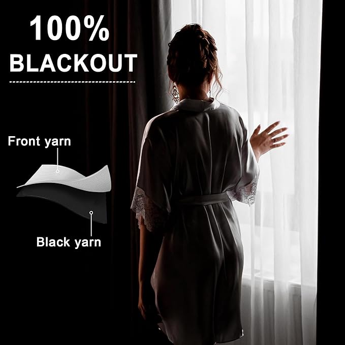 XWZO 100% Blackout Curtains 54 Inches Long with Tiebacks- Heat and Full Light Blocking, Thermal Insulated Rod Pocket Window Panels for Bedroom/Nursery, Navy Blue, W42 x L54, Set of 2 Draperies