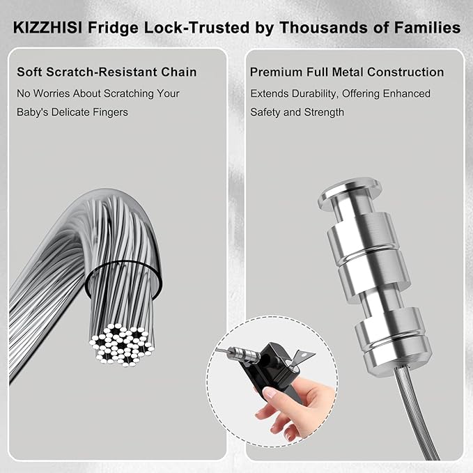 Fridge Lock (2 Pack),Refrigerator Lock with Keys,for Fridge, Cabinet Locks, Drawers, Dishwasher, Toilet and Child Safety Cabinet Locks, 3M Adhesive No Drilling (White)