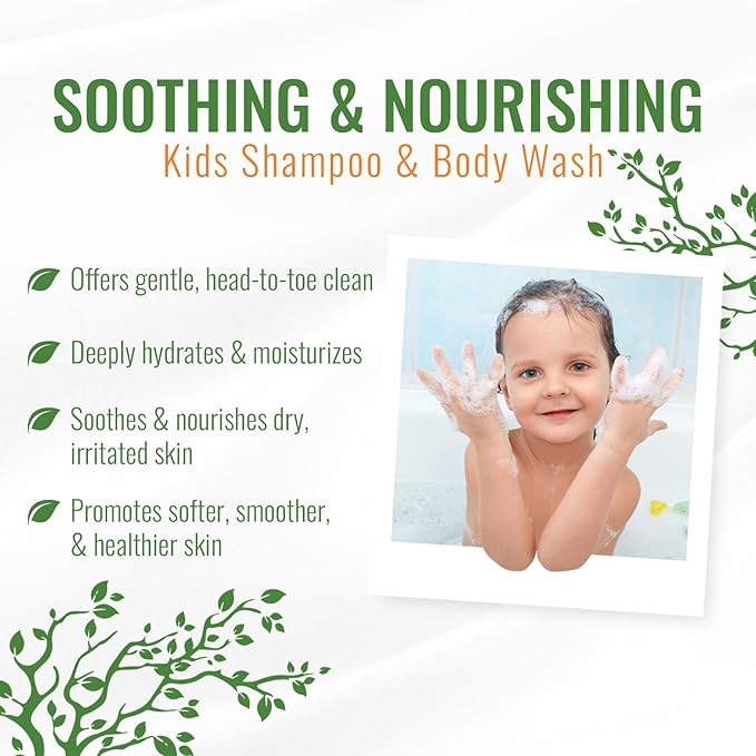 Wild Naturals Baby Eczema Shampoo & Body Wash, Gentle Eczema Body Wash for Kids with Aloe, Calendula & Manuka Honey, Tear-Free, Hypoallergenic, Natural Formula for Dry, Sensitive Skin, 8 fl oz