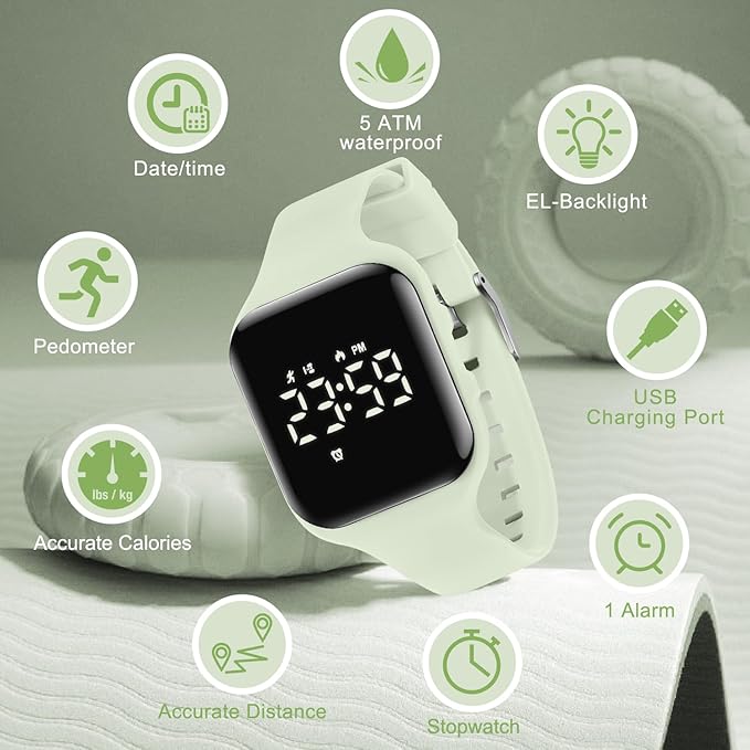 Kids Watches for Girls Boys Digital Sport Watch with Step Counter Pedometer Vibration Alarm Clock, No App Waterproof Fitness Tracker Kids Watch Boys Girls Teens Students Ages 5-16