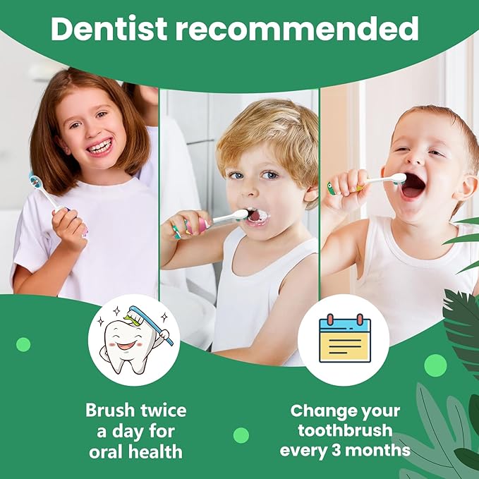 Kids Manual Toothbrush, Ultra-Soft Kids Toothbrush for Sensitive Teeth & Gums, Gentle Toddler & Children's Brush with 10000 Bristles Travel-Friendly Design for Ages 2-7 (Yellow)