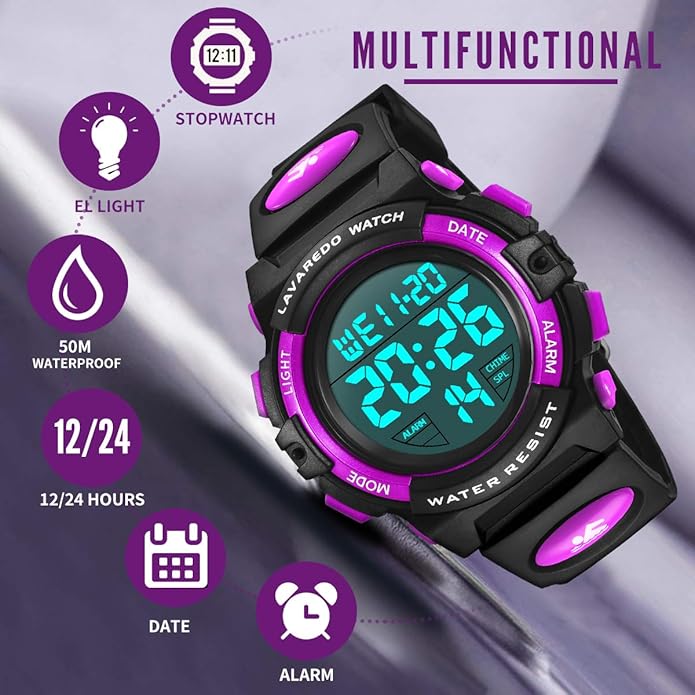 Kids Watch,Boys Watch for 3-15 Year Old Boys,Digital Sport Outdoor Multifunctional Chronograph LED 50 M Waterproof Alarm Calendar Analog Watch for Children with Silicone Band,Kids Gift