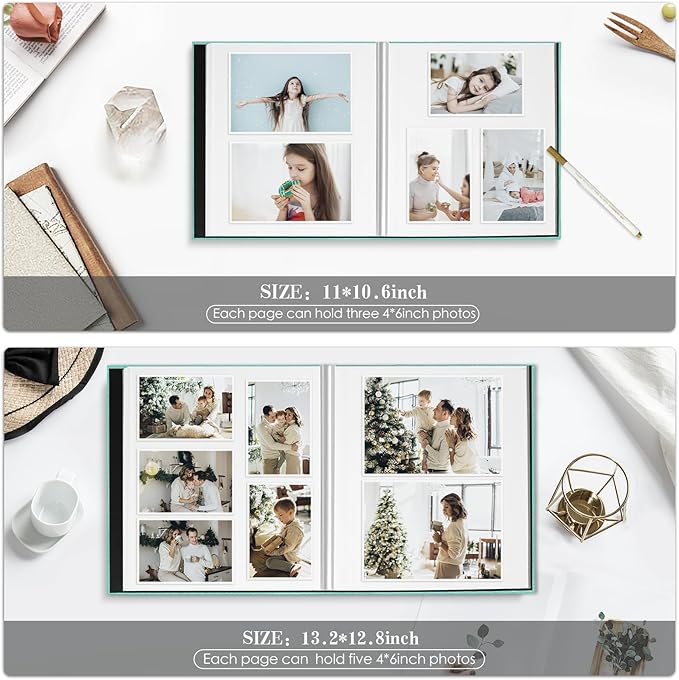 Spbapr Large Photo Album Self Adhesive 60 Pages Linen cover DIY Magnetic Scrapbook album with A Metal Pen Hold 11''x10.6''60pages