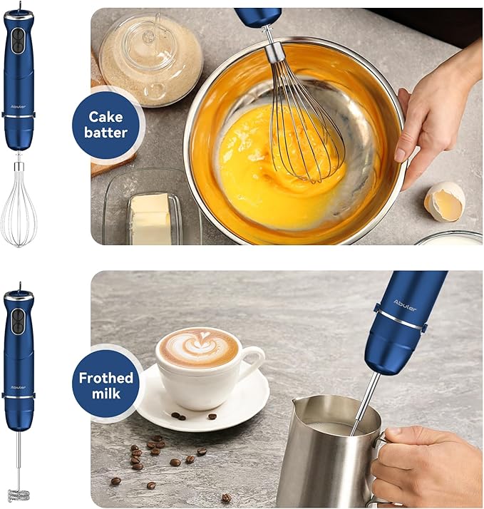 Immersion Blender Handheld 5 in 1 Hand Blender, 1000W Hand Mixer Stick, BPA-Free 12 Speed Handheld Blender 304 Stainless, Beaker, Chopper, Whisk and Milk Frother, Soup, Smoothies, Baby Food, Sauce