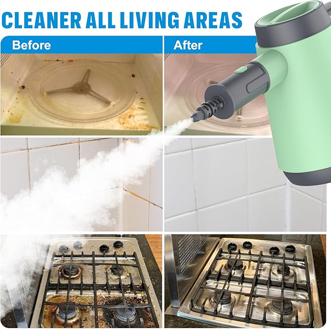 Handheld Pressurized Steam Cleaner - 15s Quick Start, Multi-Functional for Home, Kitchen, Bathroom, 8 Attachments, Chemical-Free, Safe & Efficient Cleaning Solution