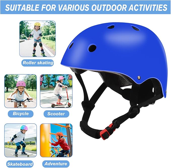 Color Gradient Adjustable Kids' Helmet with Knee & Elbow Pads Set | Multi-Sport Safety Gear for Boys & Girls Ages 5-14 | Skateboarding, Scooters, Roller & Inline Skating, Longboarding